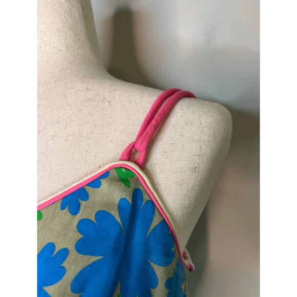 1960s Rainbow Pink Purple Blue Floral Groovy Maximalist Mod Tea Party Dress M - Picture 2 of 10